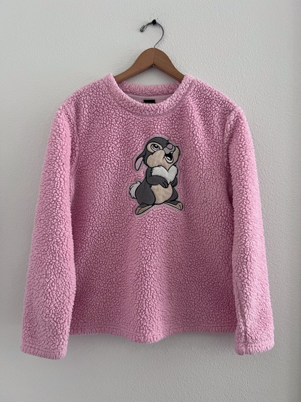 Disney Pink Sherpa Crewneck with Thumper Rabbit Patch